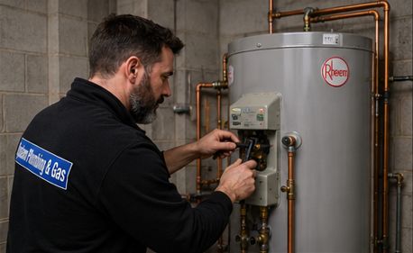 Hot water system being serviced